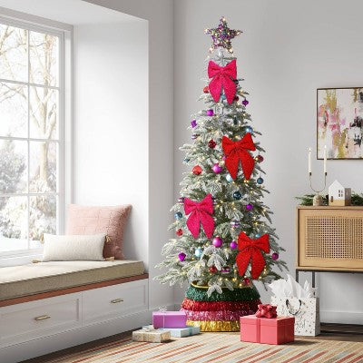  6.5" Christmas Tinsel Bow Ornament Hot Pink  - Wondershop™