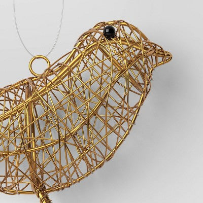  Christmas Wire Wrapped Bird Ornament Gold - Wondershop™