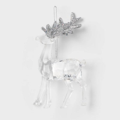  Acrylic Deer With Glittered Antlers Christmas Tree Ornament - Wondershop™