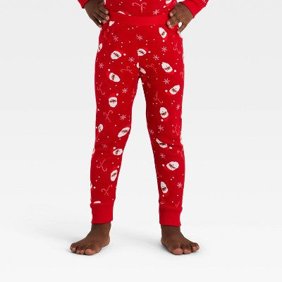  Toddler Santa Print Ribbed Long Sleeve Shirt And Pants Holiday Matching Family Pajama Set - Wondershop™ Red