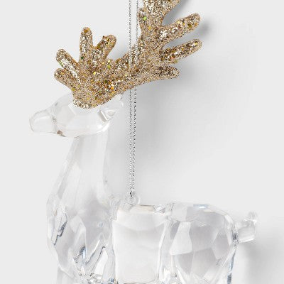  Acrylic Deer With Glittered Antlers Christmas Tree Ornament - Wondershop™