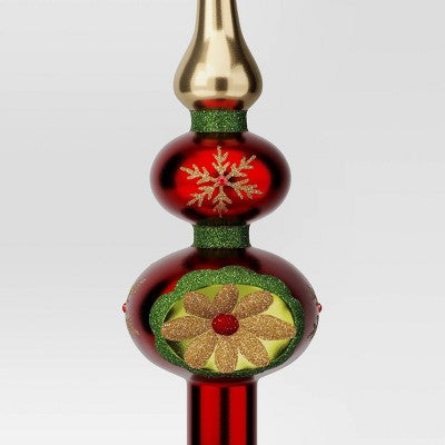  Christmas Plastic Finial Tree Topper Red/Green - Wondershop™