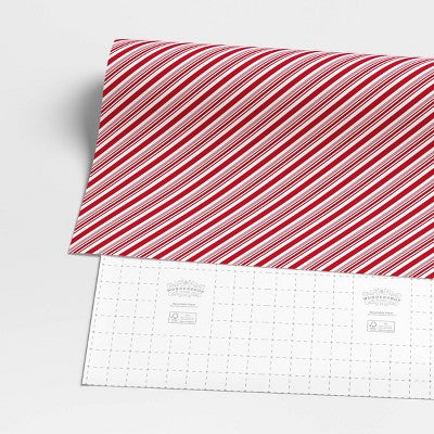  40" 220 Sq Ft Christmas Roll Wrap Red/White Diagonal Stripe - Wondershop™
