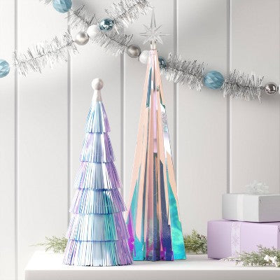  12" Christmas Tinsel Tree Decor Iridescent - Wondershop™