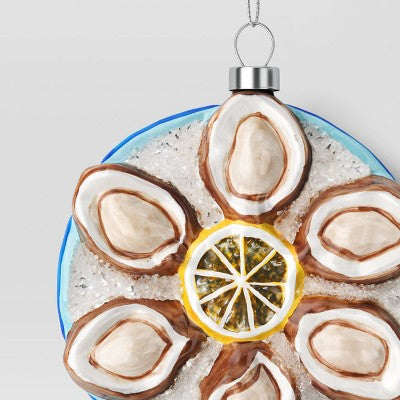  4" Christmas Glass Oyster Ornament Blue Plate - Wondershop™