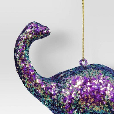  5" Christmas Plastic Chunky Glitter Dinosaur Ornament Purple - Wondershop™