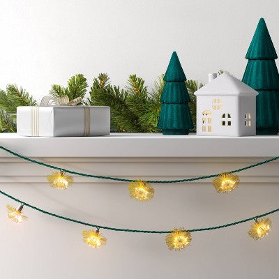  20ct Christmas Tinsel Lights Gold With Warm White Lights With Green Wire - Wondershop™