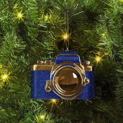 Christmas Blue Glass Camera Ornament - Wondershop™