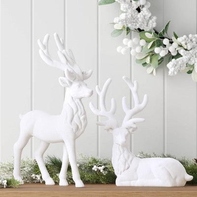  13.5" Christmas Flocked Standing Deer White - Wondershop™