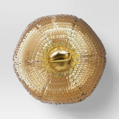  9"x11" 3D Christmas Disco Ball Shape Sequin Pillow Champagne Gold - Wondershop™