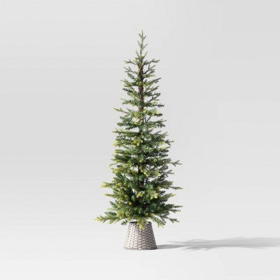  5' Pre-Lit Potted Slim Balsam Artificial Christmas Tree - Wondershop™