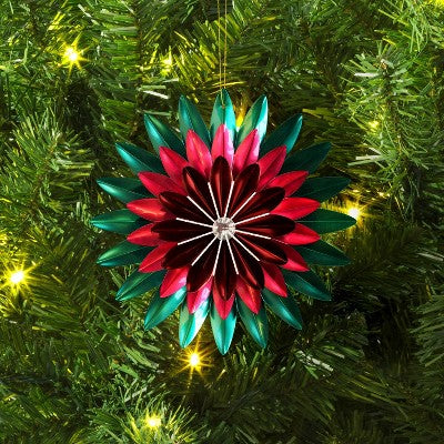  Christmas Foil Flower Ornament Green Ornament - Wondershop™