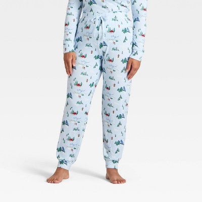  Women's "Tis The Ski-son!" Cozy Knit Holiday Matching Family Pajama Pants - Wondershop™ Blue