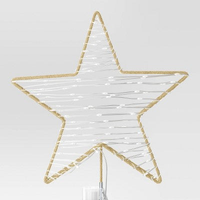  12.25" Lit-Led Champagne Star Twinkle Warm White Dewdrops Christmas Tree Topper - Wondershop™