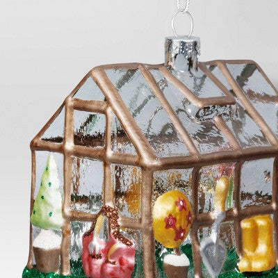  Christmas Glass Green House Ornament - Wondershop™