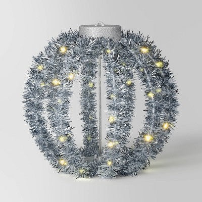  LED Christmas Hanging Tinsel Sphere With Warm White Lights - Wondershop™