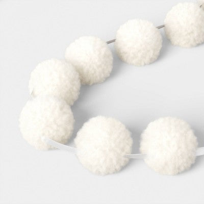  72" Christmas All White Poms Garland Ivory - Wondershop™