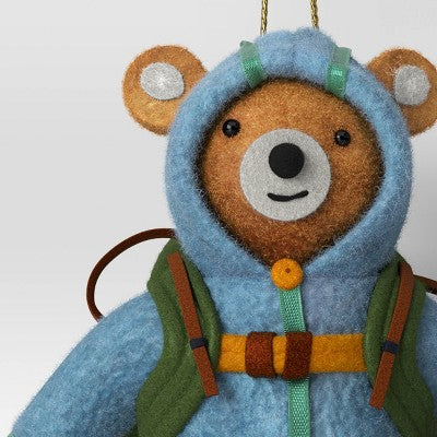 Christmas Fabric Camping Bear Ornament - Wondershop™