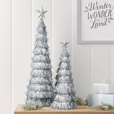  2pk Christmas 18" And 12" Tinsel Trees - Wondershop™