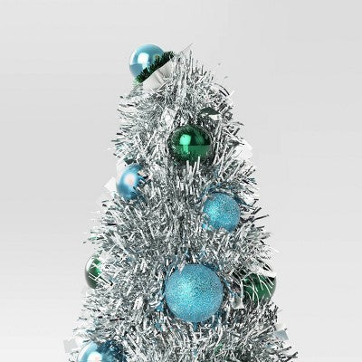  8" Christmas Tinsel Tree With Flower - Wondershop™