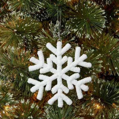  Yarn-Wrapped Snowflake Christmas Tree Ornament White - Wondershop™
