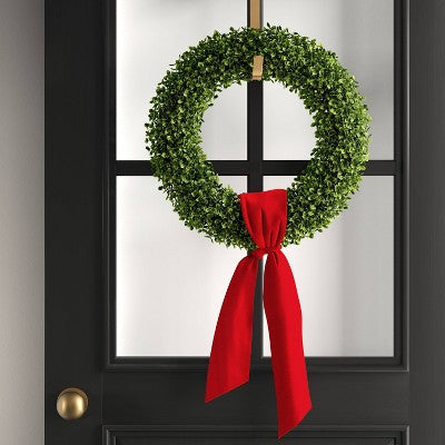  20" Christmas Box Wood/Velvet Bow Wreath - Wondershop™