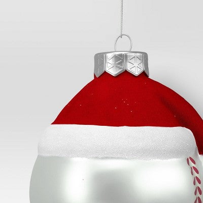  4" Christmas Glass Baseball With Hat Ornament - Wondershop™