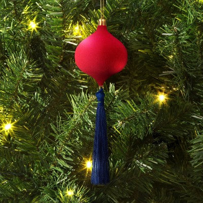  Christmas Onion Shaped Flocked Hot Pink Ornament With Tassel - Wondershop™